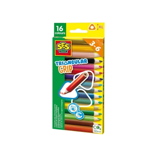 Комплект детски триъгълни цветни моливи 16 броя | PAT29716