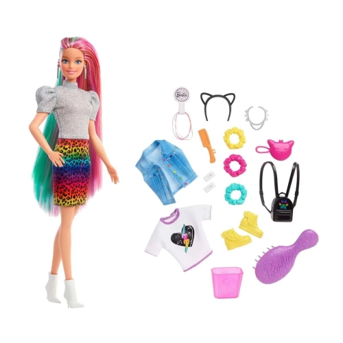 Детска кукла Barbie Леопардова коса с дъга | PAT29788