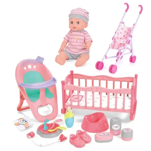 Кукла бебе момиче с множество аксесоари и количка | PAT29639