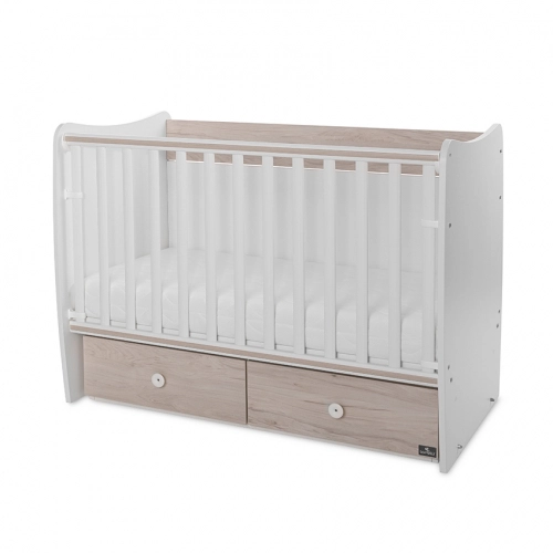 Бебешко дървено легло Matrix New 60/120 Бяло/Светъл Дъб-2Box | PAT30152