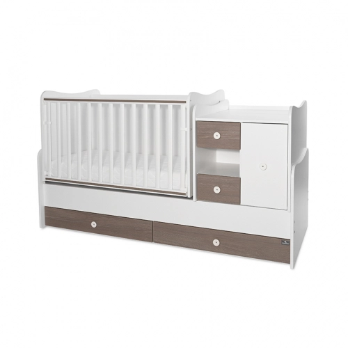Детско дървено легло MiniMax 190/72 Цвят Бяло/Кафе New | PAT30157