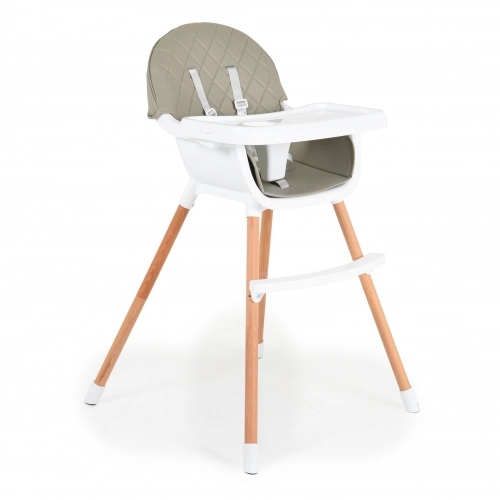 Детски сив дървен стол за хранене Gelato 2в1  - 2