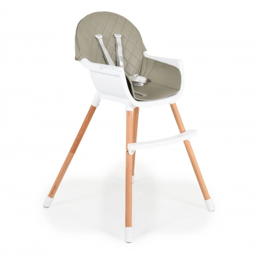 Детски сив дървен стол за хранене Gelato 2в1  - 3
