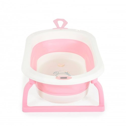 Бебешка сгъваема вана с дигитален термометър Terra pink  - 2