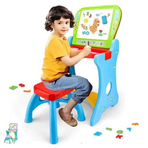 Детска маса с магнитна дъска и столче Червен | PAT30686