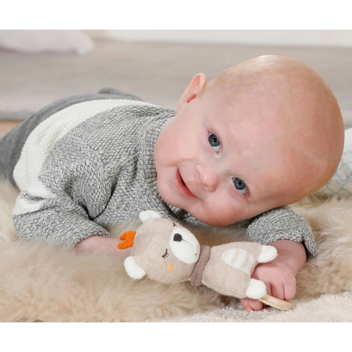 Бебешка дъвкалка с дървена халка Теди FehnNATUR 17 см | PAT30901