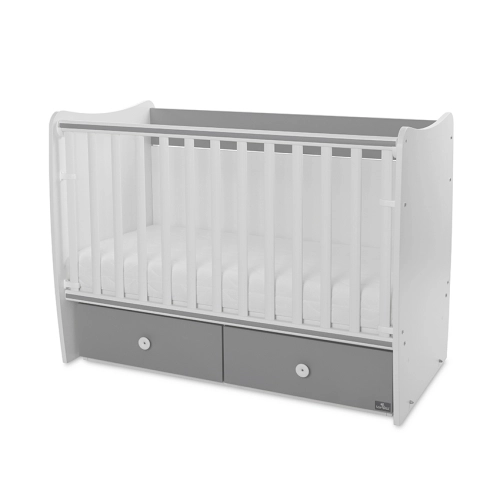Бебешко дървено легло Matrix New 60/120 Бяло/Stone Grey-2Box | PAT30956