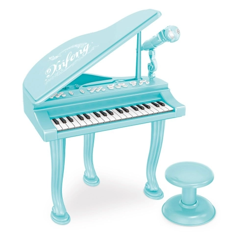 Детско синьо пиано с микрофон и стол | PAT31273