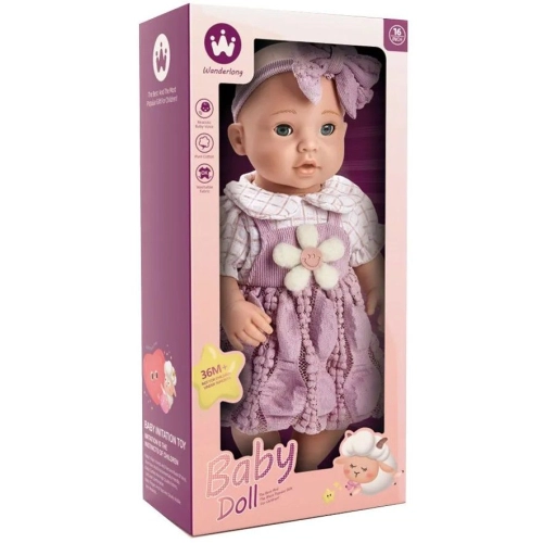 Детска кукла-бебе с лилава рокля 40 cm | PAT31396