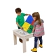 Детска дървена цветна маса с два стола  - 7