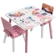Дървена детска маса с два стола и розов цвят  - 4