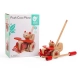 Детска дървена музикална играчка за бутане Мече със самолет  - 6