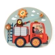 Интерактивна дървена детска играчка Пожарникарска кола  - 1