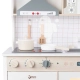 Детска модерна дървена кухня за игра в бял цвят  - 2