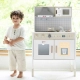 Детска модерна дървена кухня за игра в бял цвят  - 6