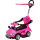 Детска розова кола за яздене с дръжка и сенник Super Car 