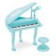 Детско синьо пиано с микрофон и стол  - 1