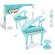 Детско синьо пиано с микрофон и стол  - 2
