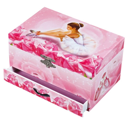 Детска розова музикална кутия за бижута с чекмедже Балерина | PAT31425