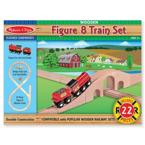 Детска дървена влакова композиция 22 части | PAT32497
