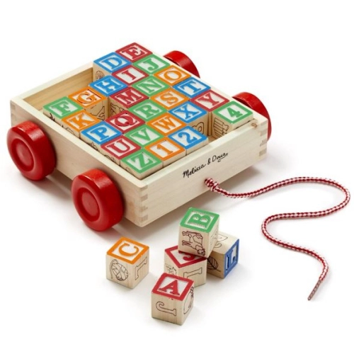 Детско дървено ремарке с кубчета | PAT32505