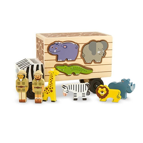 Детска играчка Дървен камион с форми животни | PAT32587