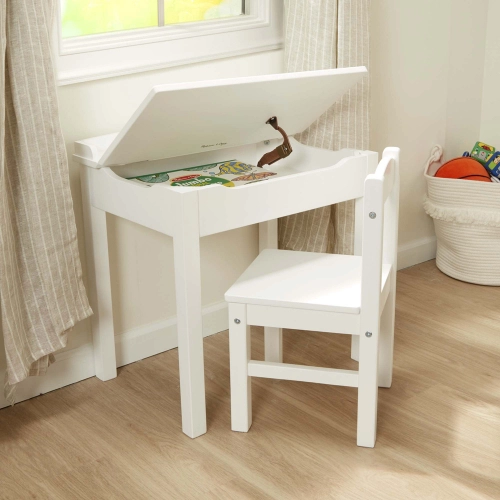 Детско бяло дървени бюро със столче | PAT32638