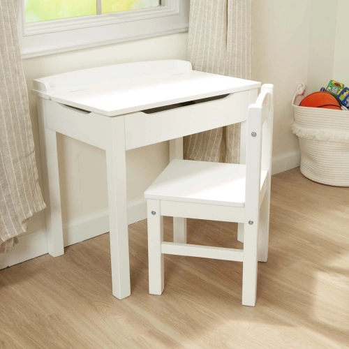 Детско бяло дървени бюро със столче | PAT32638