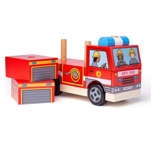 Дървен детски пъзел с кубчета Пожарна | PAT32811