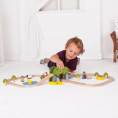 Детски вървен влак с релси и аксесоари Ферма | PAT32824