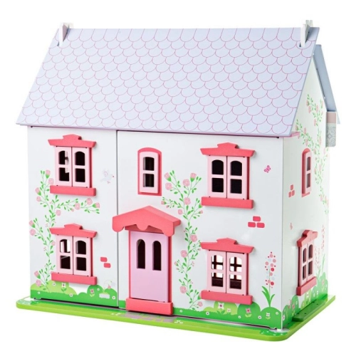 Детска дървена къща с обзавеждане и семейство Къщичка с рози | PAT32826