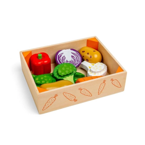 Дървен детски комплект за готвене Щайга със зеленчуци | PAT32843