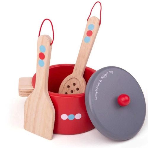 Детски дървен готварски комплект с тиган и тенджери | PAT32913