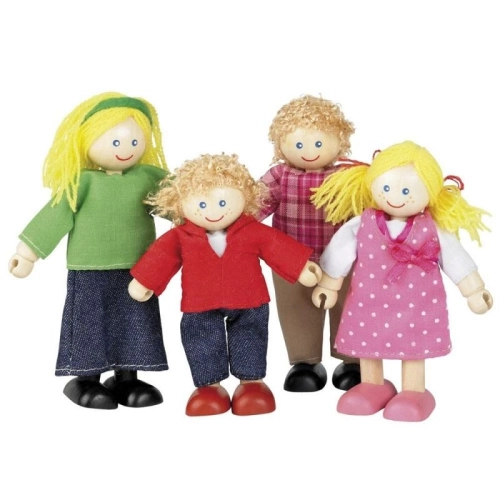 Комплект детски дървени кукли Европейско семейство | PAT32962