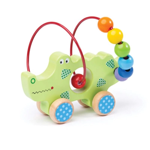 Образователна играчка Дървена спирала с мъниста Крокодил | PAT32964