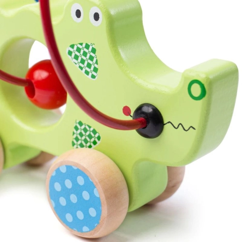 Образователна играчка Дървена спирала с мъниста Крокодил | PAT32964