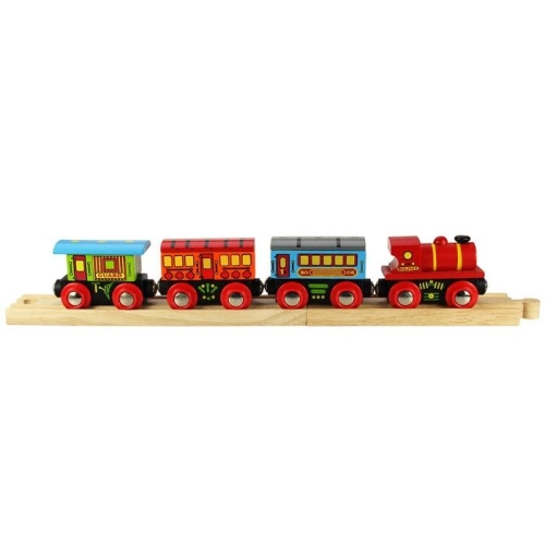 Детска дървена играчка Ретро пътнически влак с релси | PAT32976