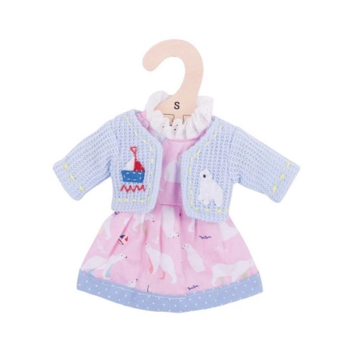 Дрехи за кукла 25 см Розова рокля с жилетка Полярна мечка | PAT33009