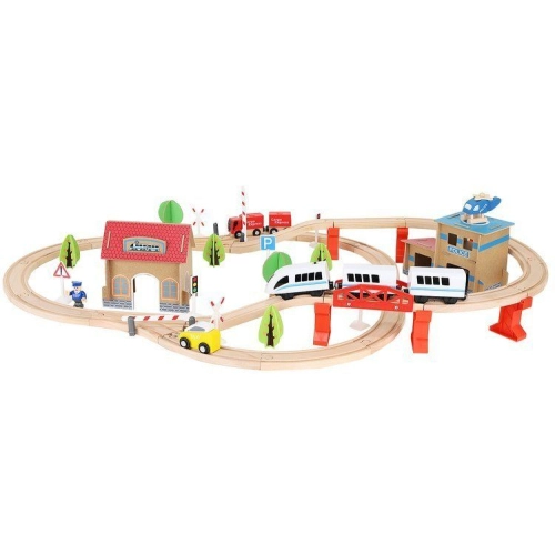 Детски дървен влак с релси 89 части Kruzzel | PAT33114