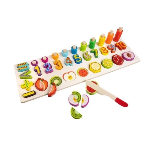 Детски дървен образователен сортер с плодове и числа | PAT33163