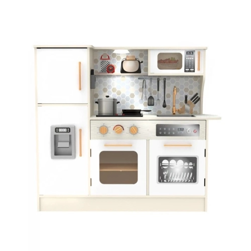Детска бяла голяма дървена кухня за игра | PAT33212