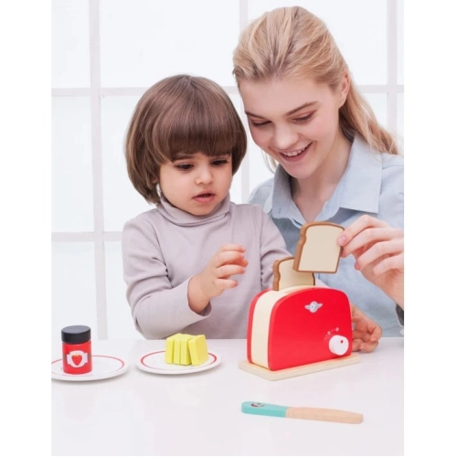 Детски червен дървен тостер за игра | PAT33274