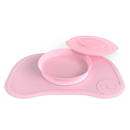 Бебешка розова самозалепваща се подложка за хранене с чиния | PAT33354