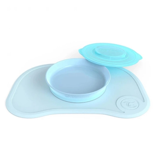 Бебешка синя самозалепваща се подложка за хранене с чиния | PAT33355