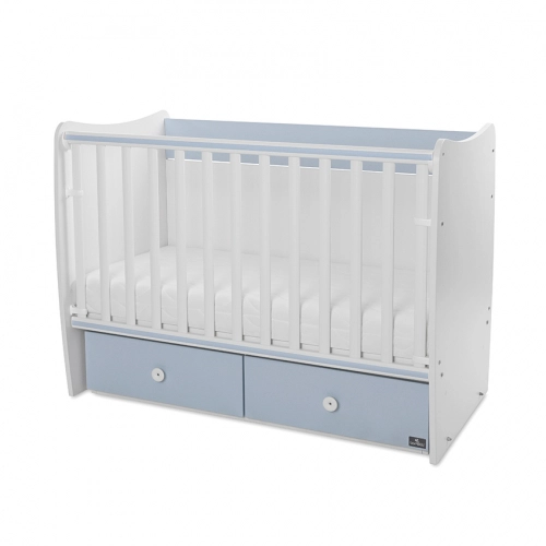 Детско дървено легло Matrix New 60/120 Бяло/Baby Blue-2Box | PAT33555