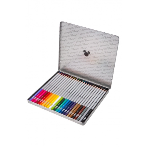 Цветни моливи в метална кутия 24 цвята Mickey Disney 100  | PAT33606