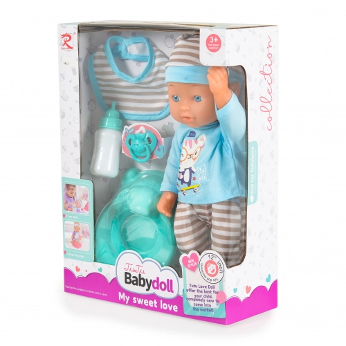Детска кукла с гърне и биберон Blue | PAT33728