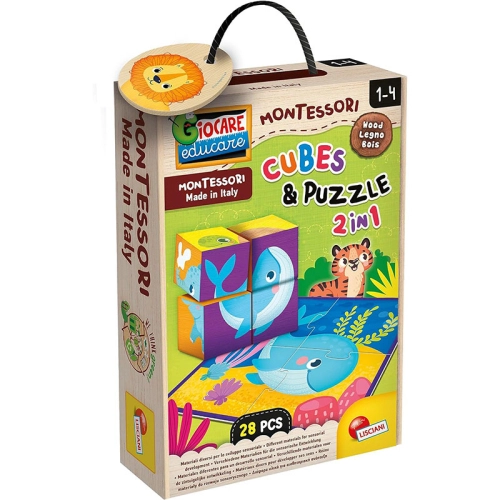 Комплект детски дървени кубчета с пъзел Legno Cubes & Puzzle | PAT34110