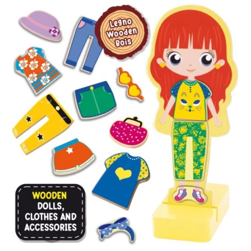 Детски дървена модна кукла Montessori Legno Fashion Doll | PAT34111