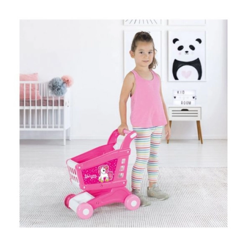 Детска розова количка за пазаруване Еднорог | PAT35389